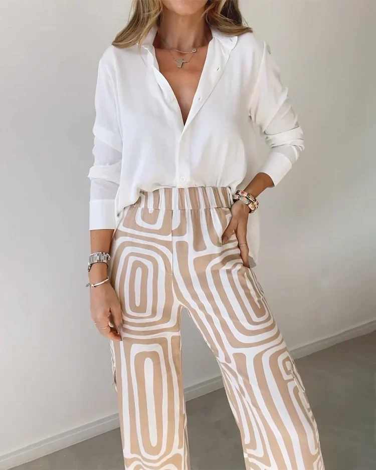 Emilia | Stylowy zestaw z szerokimi spodniami + elegancka bluzka i pasek gratis